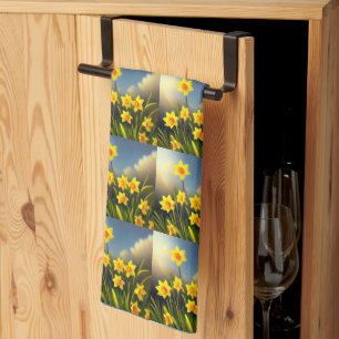 Sunlit Blooms: Golden Daffodils in Full Glory Tea Towel