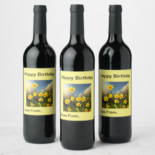 Sunlit Blooms: Golden Daffodils in Full Glory Wine Label