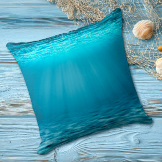 Sunlit Blue Ocean Underwater Scene Cushion