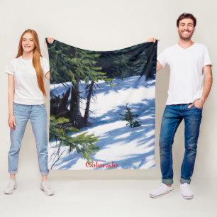 Sunlit Colorado Mountain Snow Scene  Fleece Blanket