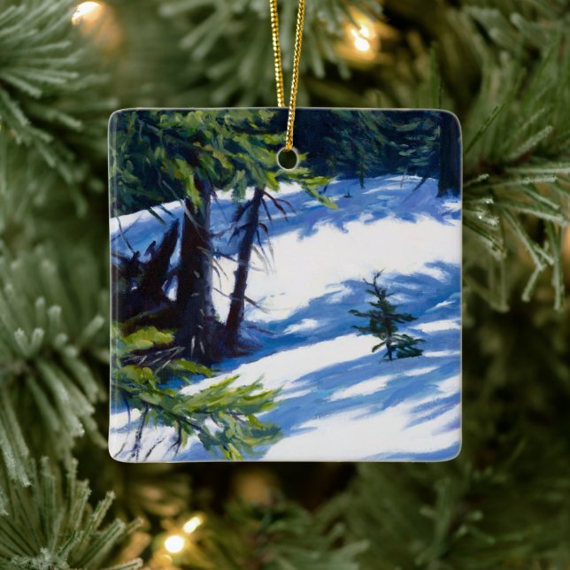 Sunlit Colorado Winter Mountains Ceramic Ornament (Tree)