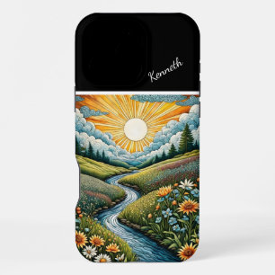 Sunlit Creek Through Wildflowers iPhone 16 Pro Max Case