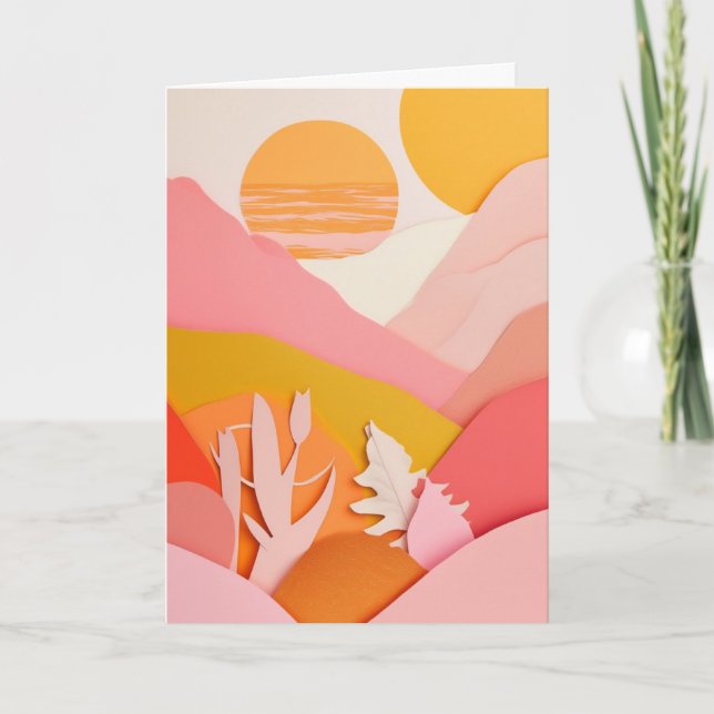 Sunlit Cut-Paper Mountains Card (Front)