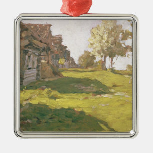 Sunlit Day. A Small Village, 1898 Metal Tree Decoration