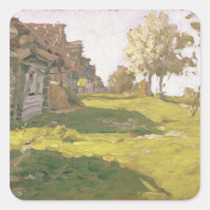 Sunlit Day. A Small Village, 1898 Square Sticker