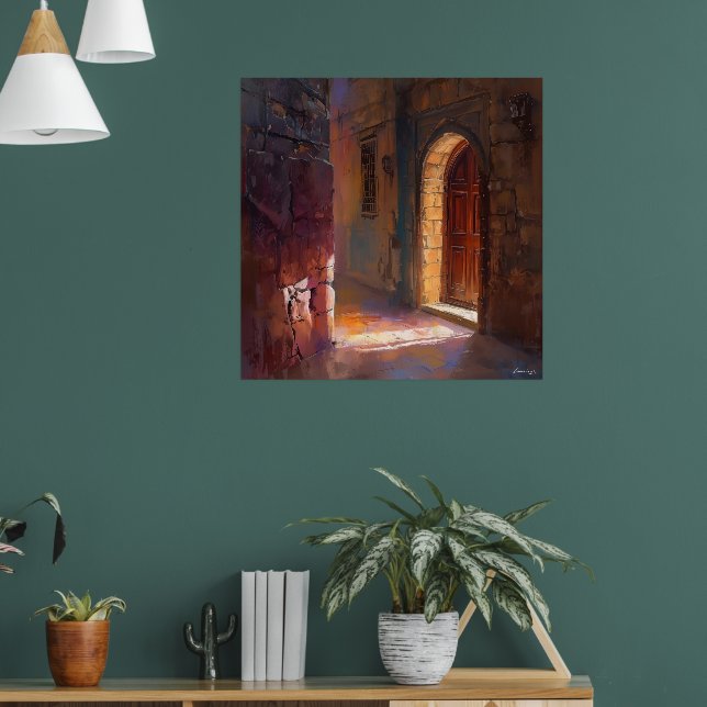 Sunlit Doorway – Illuminated Ancient Passage Art P Poster (Living Room 1)