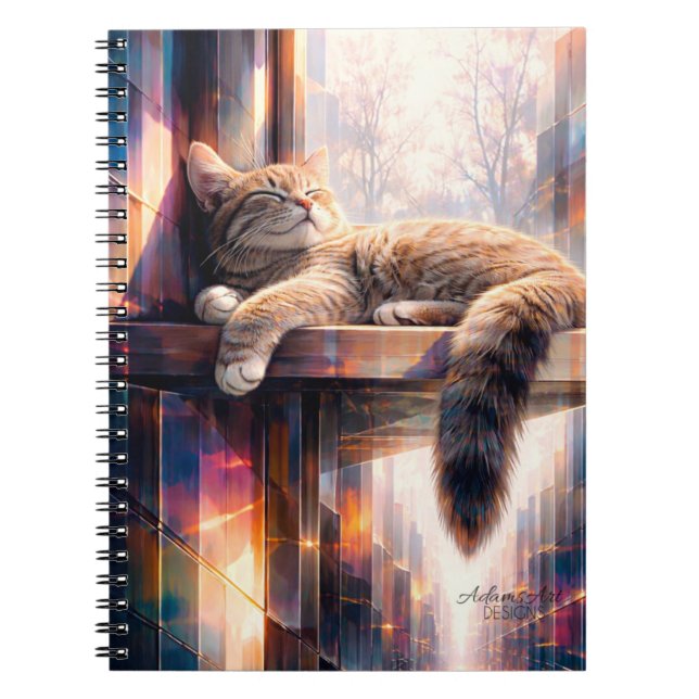 Sunlit Dreams Cat Cozy Feline Art Notebook (Front)