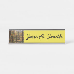 Sunlit Fall Trail in Laurel Hill State Park Desk Name Plate