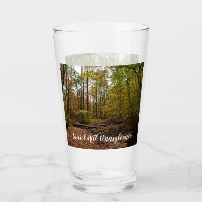 Sunlit Fall Trail in Laurel Hill State Park Glass (Front)