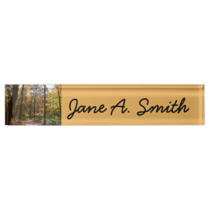 Sunlit Fall Trail in Laurel Hill State Park Nameplate