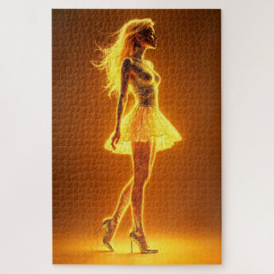 Sunlit fashion woman with neon body shine jigsaw puzzle