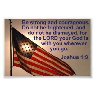 Sunlit Flag with Joshua 1:9 Photo Print