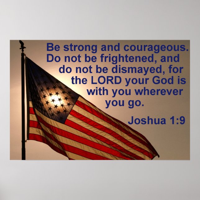 Sunlit Flag with Joshua 1:9 Poster (Front)