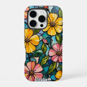 Sunlit Floral Stained Glass iPhone 16 Pro Case
