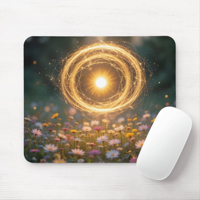 Sunlit Floral Vortex Mouse Pad (With Mouse)