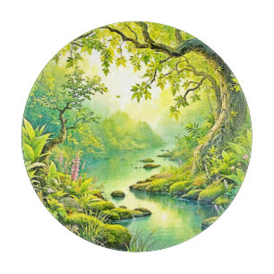 Sunlit Forest Landscape Cutting Board
