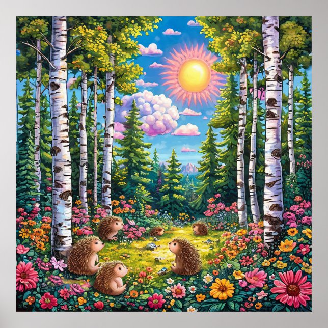 🌲 Sunlit Forest Landscape For Cosy Nature Spaces  Poster (Front)
