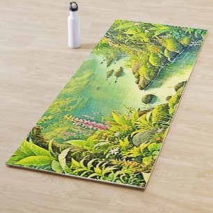 Sunlit Forest Landscape Yoga Mat