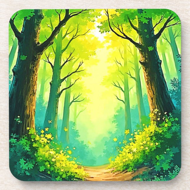 Sunlit Forest Path Coaster (Front)