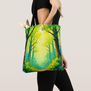 Sunlit Forest Path Tote Bag