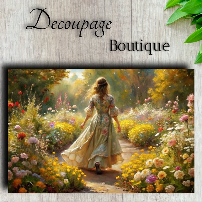 Sunlit Garden Maiden -Floral Path Decoupage Tissue Paper (Sunlit Garden Maiden Floral Path Decoupage Tissue Paper)