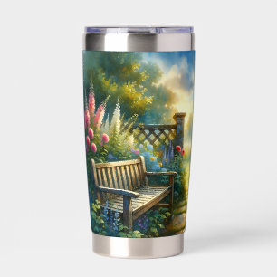 Sunlit Garden Pathway Gate Scene Insulated Tumbler