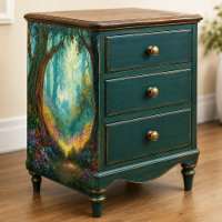 Sunlit Gnarled Bark Misty Teal Forest Decoupage