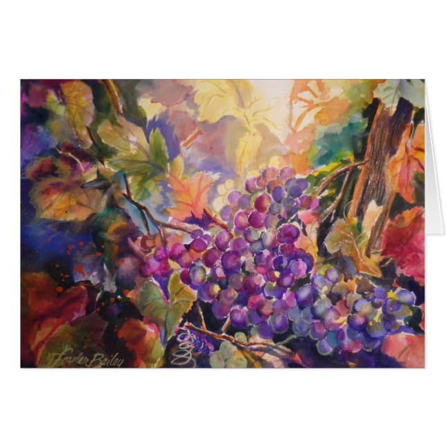 Sunlit Grapes that Glow  Original Blank ART Card (Front Horizontal)