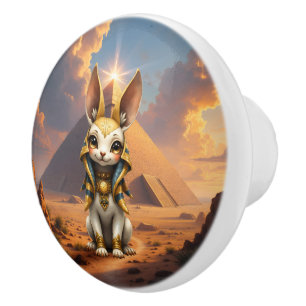 Sunlit Guardian – Desert Relic Bunny.  Ceramic Knob