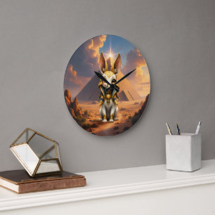 Sunlit Guardian – Desert Relic Bunny. Large Clock
