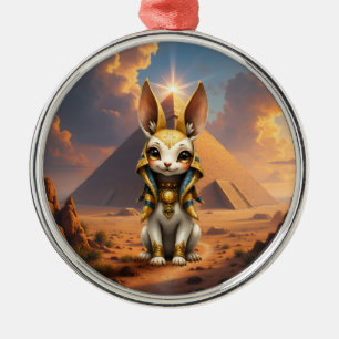 Sunlit Guardian – Desert Relic Bunny. Metal Ornament