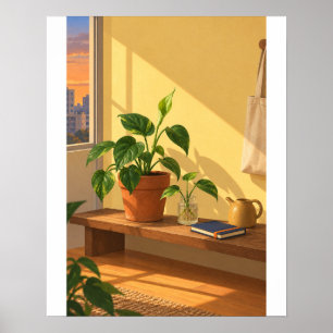 Sunlit Houseplant 16x20 Unframed Art Print