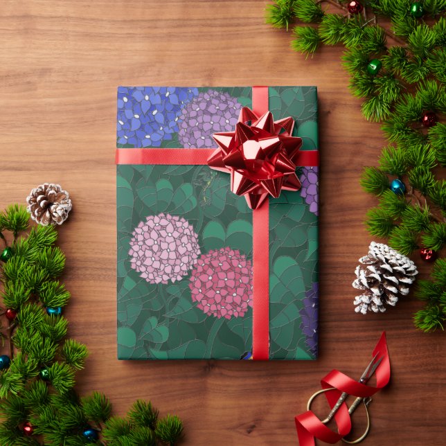 Sunlit Hydrangea Garden Pewter Large Wrapping Paper (Holiday Gift)