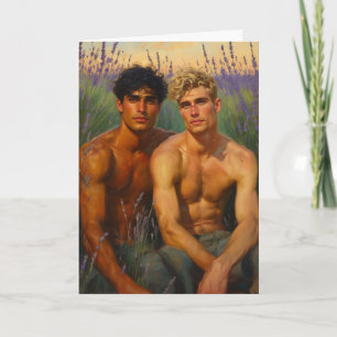 Sunlit Lavender Field Embrace Card