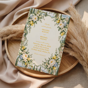 Sunlit Lemons Along Italian Gardens Invitation