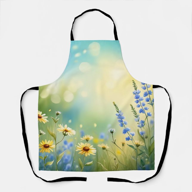 Sunlit Meadow Watercolor Apron (Front)