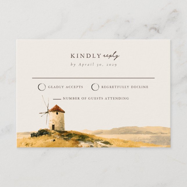 Sunlit Mediterranean Coast Mail Back RSVP Card  (Front)