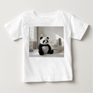 Sunlit Minimalist Nursery with Panda Plushie Baby T-Shirt