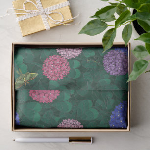 Sunlit Moth Hydrangea Garden Pewter Large Tissue Paper