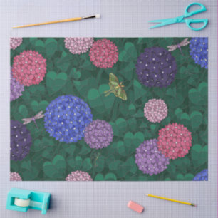 Sunlit Moth Hydrangea Garden Pewter Large Tissue Paper
