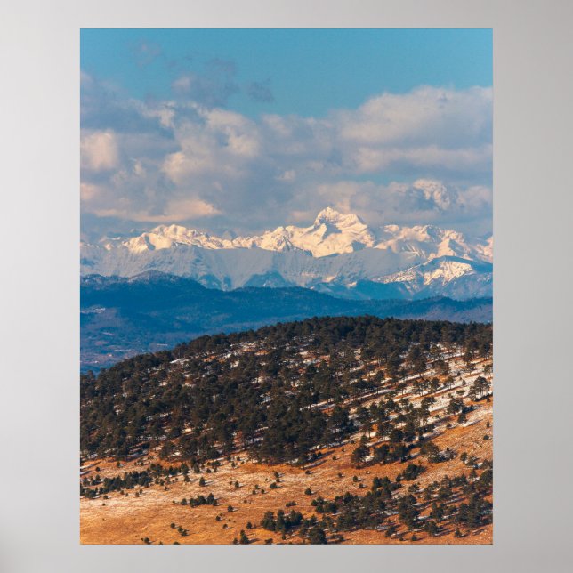 Sunlit mountain Triglav orange grass Poster (Front)