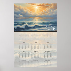 Sunlit Ocean Horizon 2026 Calendar  Poster