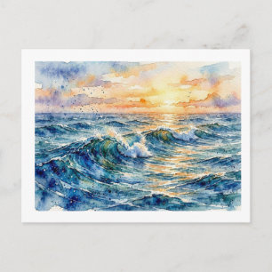 Sunlit Ocean Waves, Postcard