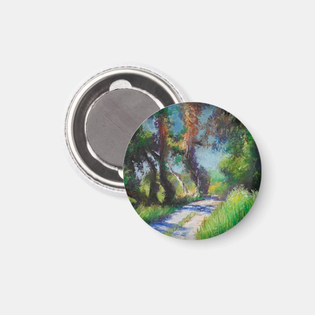Sunlit Olive Grove Pastel Landscape Magnet (Front/Back)