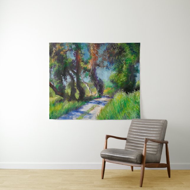 Sunlit Olive Grove Pastel Landscape Tapestry (In Situ (Horizontal))