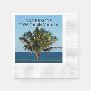 Sunlit Palm Outlook Family Name & Trip Year Napkin