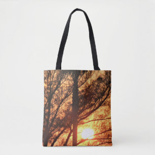 Sunlit Palm Trees Warm Horizon Tote Bag