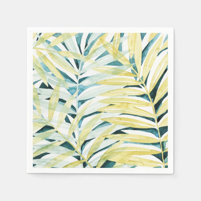 Sunlit Palms - Palm Tree Leaves Napkin (Front)