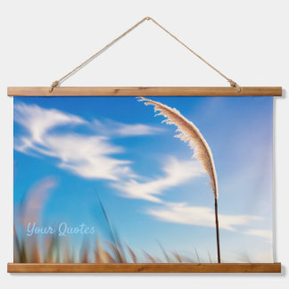 Sunlit Pampas Grass Against Deep Blue Sky Hanging Tapestry