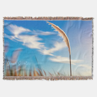 Sunlit Pampas Grass Against Deep Blue Sky Throw Blanket